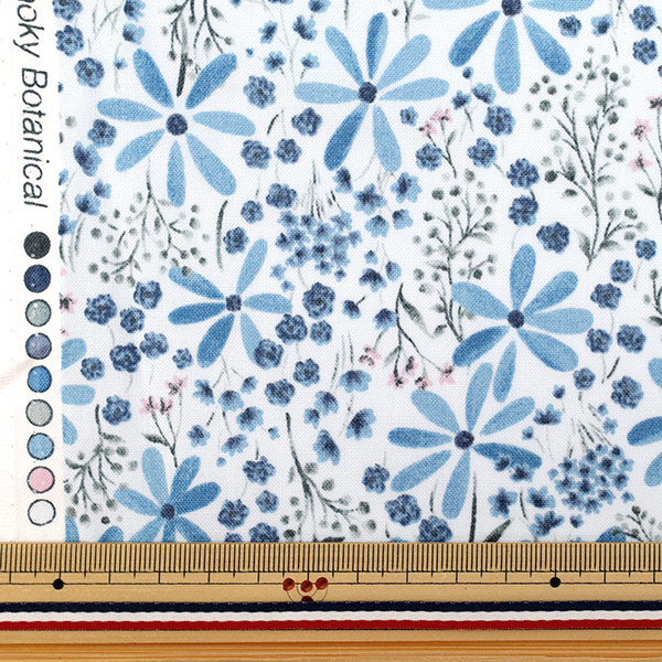 [Quantity starting from 5] Fabric "NOVA Sheeting Smoky Botanical Blue NSE-SMO-BL" KOKKA 【Yuzawayaoriginal】