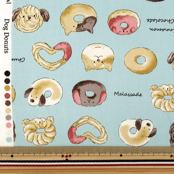 [Quantity from 5] Fabric "Oxford Mogumogu Animal Dog Donut Saxophone NOX-DODO-SA” KOKKA 【YuzawayaOriginal]