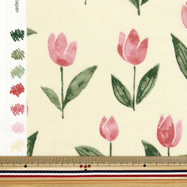 【数量5から】 生地 『シーチング パレット チューリップ レモンクリーム 144-8055-I2RE』 【ユザワヤオリジナル】