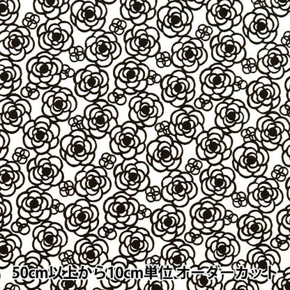 [Quantity starting from 5] Fabric 『Scare Print Mini Camellia Off-White x Black SQMCAM-OWBK"