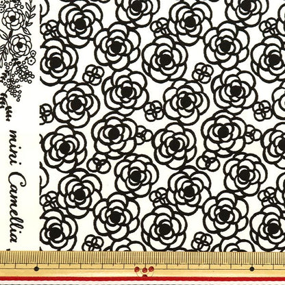 [Quantity starting from 5] Fabric 『Scare Print Mini Camellia Off-White x Black SQMCAM-OWBK"