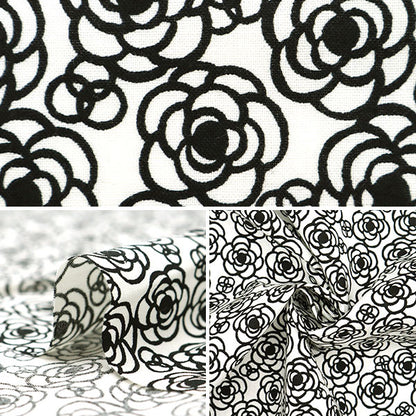 [Quantity starting from 5] Fabric 『Scare Print Mini Camellia Greige x Off-White SQMCAM-GGOW"