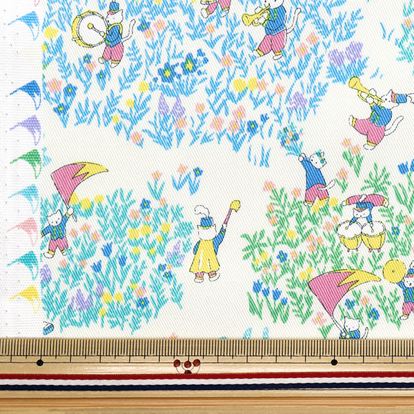 [Quantità a partire da 5] Tessuto "Twill Marching White Blue Chtw-Mar-Whbl"