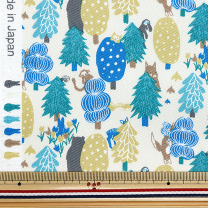 【数量5から】 生地 『ツイル 森のかくれんぼ ブルーグリーン CHTW-HID-YEBL』