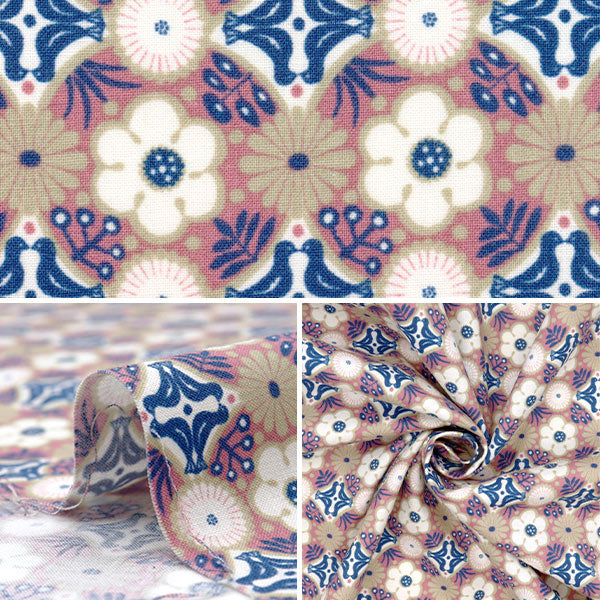 【数量5から】 生地 『スケア 花もよう ピンク CHSQ-HAN-PK』