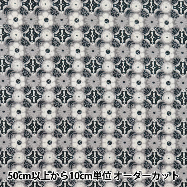 【数量5から】 生地 『スケア 花もよう ブラック CHSQ-HAN-BK』