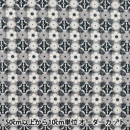 【数量5から】 生地 『スケア 花もよう ブラック CHSQ-HAN-BK』