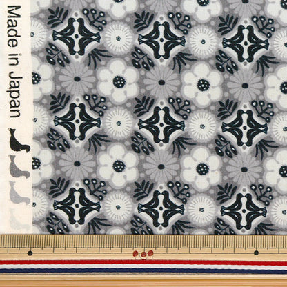 【数量5から】 生地 『スケア 花もよう ブラック CHSQ-HAN-BK』