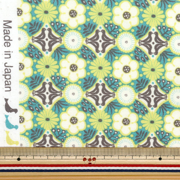 【数量5から】 生地 『スケア 花もよう イエローグリーン CHSQ-HAN-YEGN』