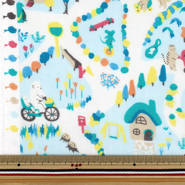 [Cantidad desde 5] Tela 『gasa doble Mi ciudad azul WGMYTO-BL"