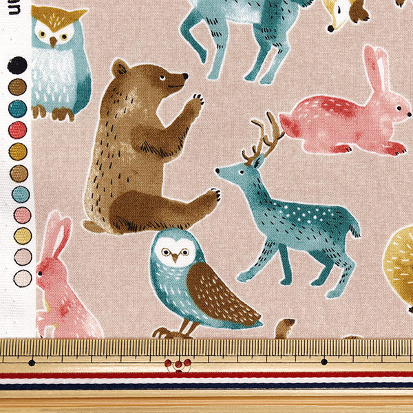 【数量5から】 生地 『シーチング ノルディックアニマル クスミピンク YZ1018-B』