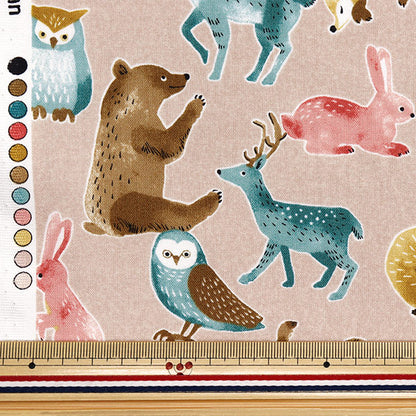 【数量5から】 生地 『シーチング ノルディックアニマル クスミピンク YZ1018-B』