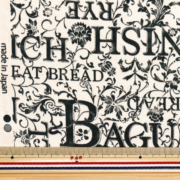 [Quantité à partir de 5] Tissu 『Oxford Pain de lettre de fleur kinari x kuro yz1019-c"