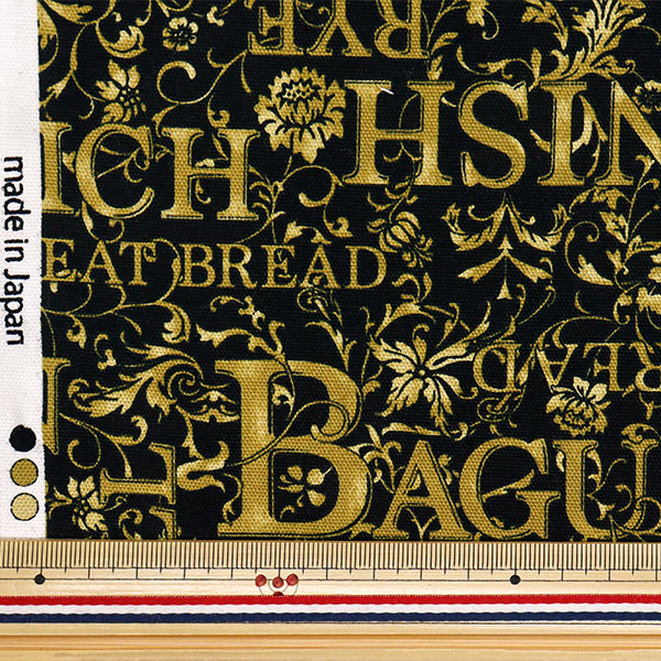 [Quantité à partir de 5] Tissu 『Oxford Lettre de fleur pain noir x kiiro yz1019-d"