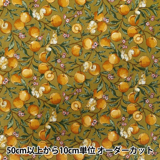 [Quantity starting from 5] Fabric 『Sheeting Fruit squirrel mustard YZ55103-1B"