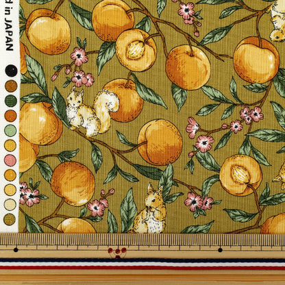 [Quantity starting from 5] Fabric 『Sheeting Fruit squirrel mustard YZ55103-1B"