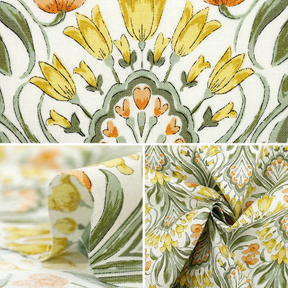 [Quantità a partire da 5] Tessuto 『fogli Modern Tulip Kinari x Yellow YZ55807-1A"