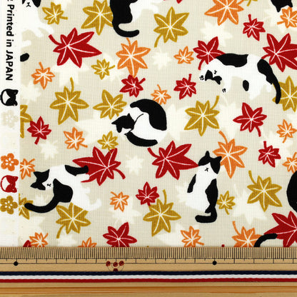 [Quantità a partire da 5] Tessuto 『fogli Hachifure Cat Autunno Foglie avorio YZ55902-1A"