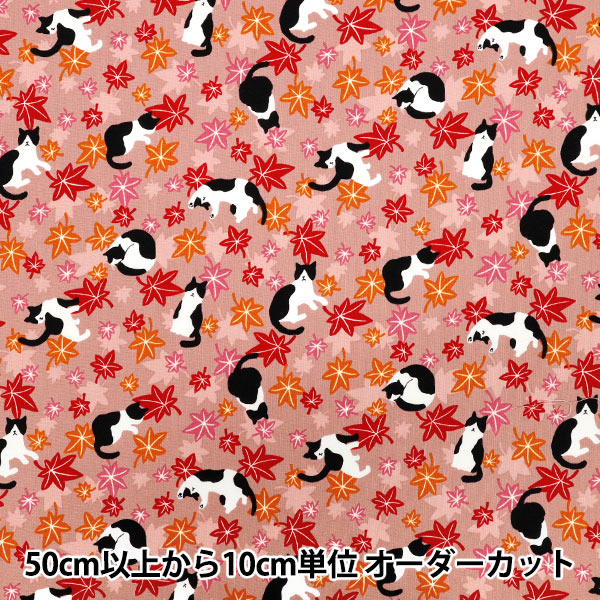 [Quantità a partire da 5] Tessuto 『fogli Hachifure Cat Autumn Foglie rosa YZ55902-1B"
