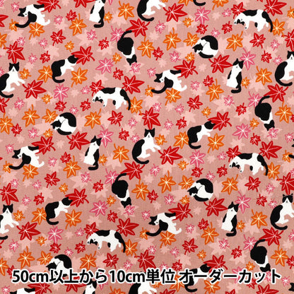 [Quantità a partire da 5] Tessuto 『fogli Hachifure Cat Autumn Foglie rosa YZ55902-1B"