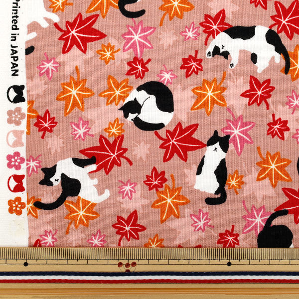 [Quantità a partire da 5] Tessuto 『fogli Hachifure Cat Autumn Foglie rosa YZ55902-1B"