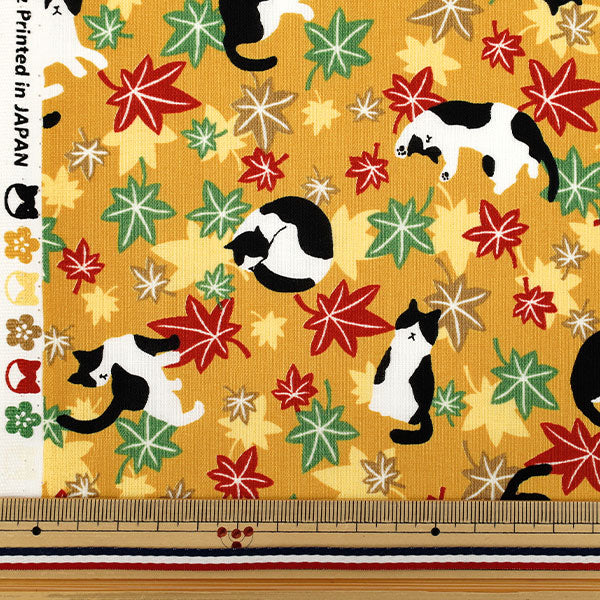 [Quantità a partire da 5] Tessuto 『fogli Hachifure Cat Autunno lascia la senape YZ55902-1C"