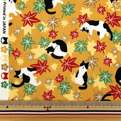 [Quantità a partire da 5] Tessuto 『fogli Hachifure Cat Autunno lascia la senape YZ55902-1C"