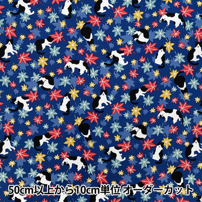 [Quantità a partire da 5] Tessuto 『fogli Hachifure Cat Autumn Foglie blu YZ55902-1E"