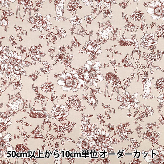 【数量5起】 織物 "平紋機織物 托瓦尔德朱伊风鲜花和动物米色AP55204-2A’