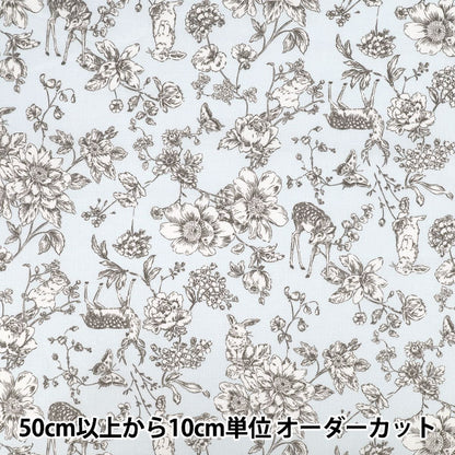 【数量5起】 織物 "平紋機織物 托瓦尔德朱伊风花和动物蓝AP55204-2C