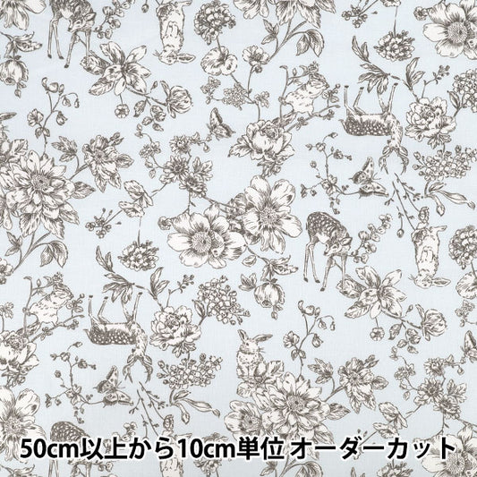 【数量5起】 織物 "平紋機織物 托瓦尔德朱伊风花和动物蓝AP55204-2C