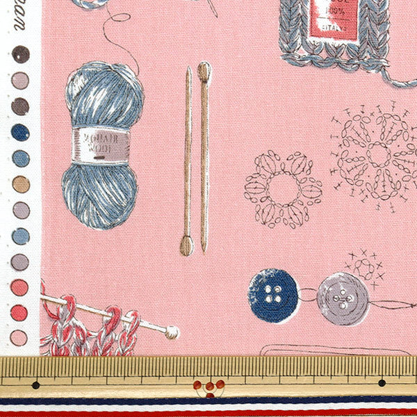 【数量5から】 生地 『シーチング ニッティング柄 ピンク YUZ-925-2』 【ユザワヤオリジナル】