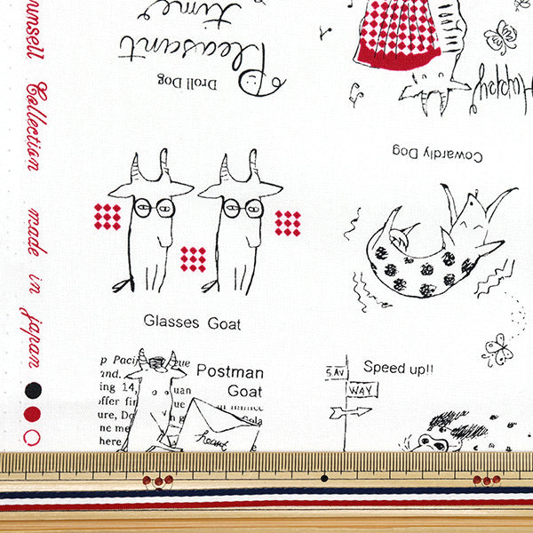 [Cantidad a partir de 5] Tela La colección Munsell láminas Cabra blanca x rojo yuz-927-1" 【Yuzawayaoriginal】