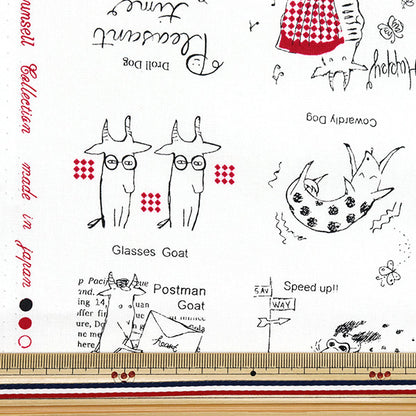 [Cantidad a partir de 5] Tela La colección Munsell láminas Cabra blanca x rojo yuz-927-1" 【Yuzawayaoriginal】