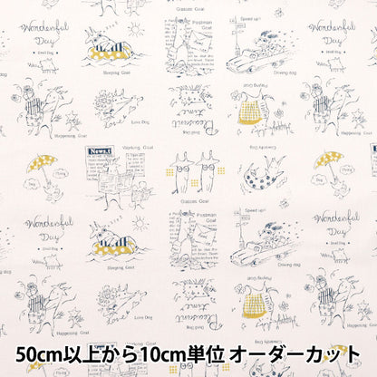 【数量5から】 生地 『マンセルコレクション シーチング ヤギ ナチュラル YUZ-927-4』 【ユザワヤオリジナル】