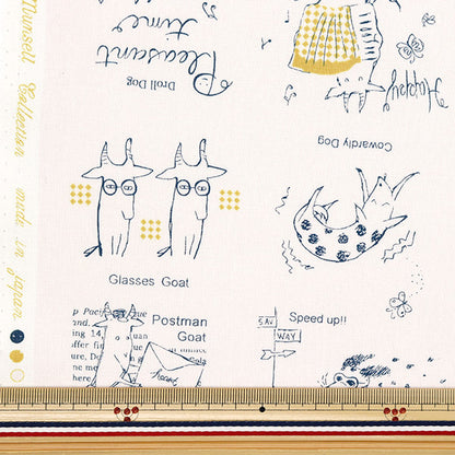 【数量5から】 生地 『マンセルコレクション シーチング ヤギ ナチュラル YUZ-927-4』 【ユザワヤオリジナル】