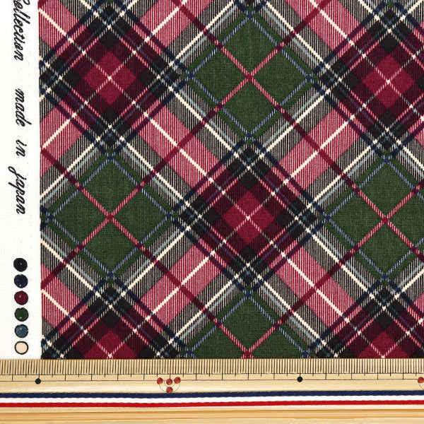 [الكمية تبدأ من 5] الأقمشة "مجموعة Munsell Sharting Check Wine x Green Yuz-928-5" 【Yuzawayaإبداعي】