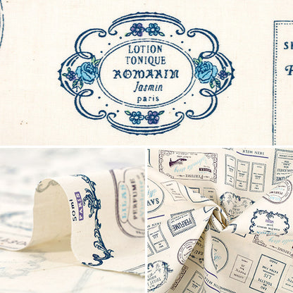 [Quantité à partir de 5] Tissu "Étiquette large bleue YUZ-932-1" 【Yuzawayaoriginal】