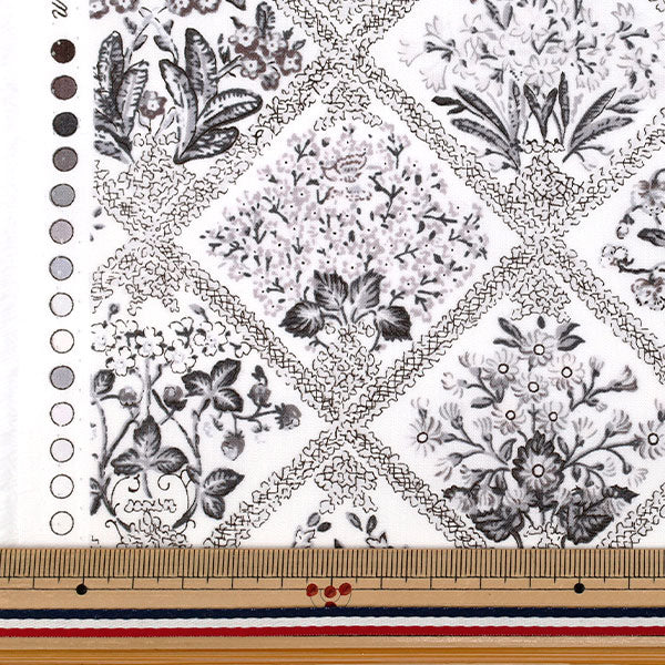 [Quantité à partir de 5] Tissu "Large Fleur Gris YUZ-933-2" 【Yuzawayaoriginal】