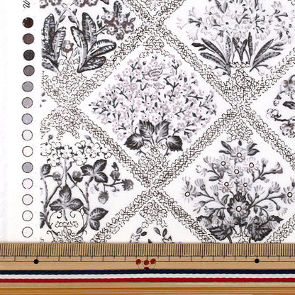 [Quantité à partir de 5] Tissu "Large Fleur Gris YUZ-933-2" 【Yuzawayaoriginal】
