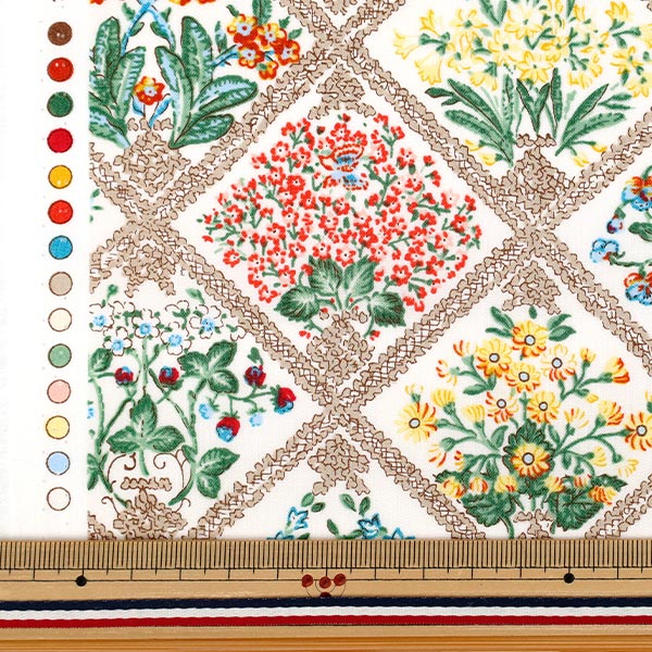 [Quantité à partir de 5] Tissu "Large Fleur Beige x Orange YUZ-933-3" 【Yuzawayaoriginal】