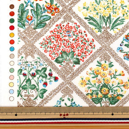 [Quantité à partir de 5] Tissu "Large Fleur Beige x Orange YUZ-933-3" 【Yuzawayaoriginal】