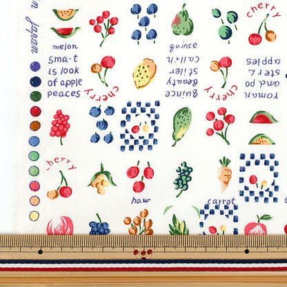 [Quantité à partir de 5] Tissu "Fruits larges multi x bleu YUZ-935-1" 【Yuzawayaoriginal】