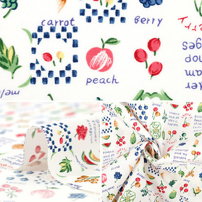 [Quantité à partir de 5] Tissu "Fruits larges multi x bleu YUZ-935-1" 【Yuzawayaoriginal】