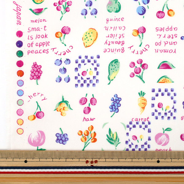 [Quantité à partir de 5] Tissu "Fruit large Multi x Rose YUZ-935-3" 【Yuzawayaoriginal】