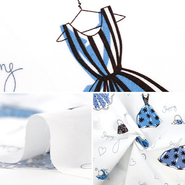 [Anzahl ab 5] Stoff 『Breites Kleid Blau YUZ-938-1" 【YuzawayaOriginal】