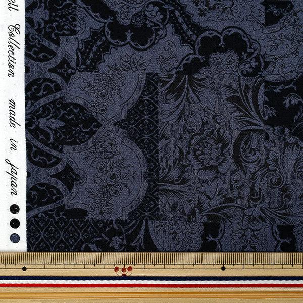 [Quantité à partir de 5] Tissu "Bleu Calico large x marine YUZ-939-1" 【Yuzawayaoriginal】