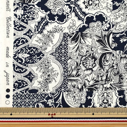 [Quantité à partir de 5] Tissu "Large Calico Blanc x Marine YUZ-939-2" 【Yuzawayaoriginal】