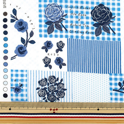 [Quantité à partir de 5] Tissu « Large Rose Bleu YUZ-929-1" 【Yuzawayaoriginal】