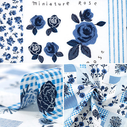 [Quantité à partir de 5] Tissu « Large Rose Bleu YUZ-929-1" 【Yuzawayaoriginal】